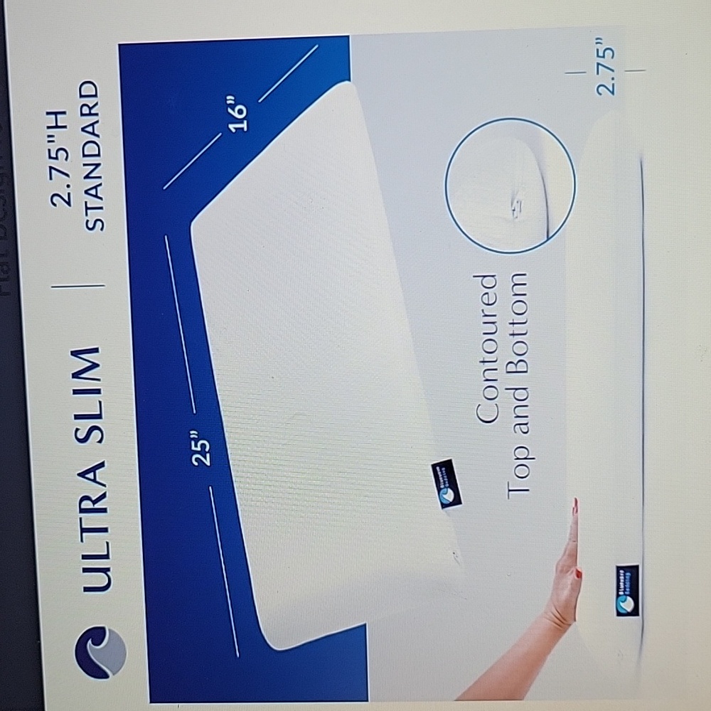 Bluewave Bedding Ultra Slim Full Pillow Gel Memory Foam 2.75" Standard size New
